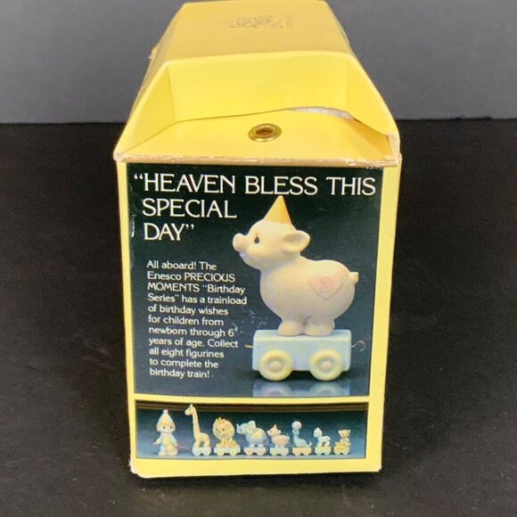 Vintage Enesco Precious Moments Birthday Train Age 3 Pig Porcelain Figurine 1985 - Picture 7 of 8